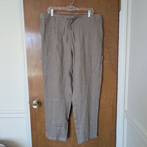 Iximo Taupe Gray Tapered Leg Linen Pants